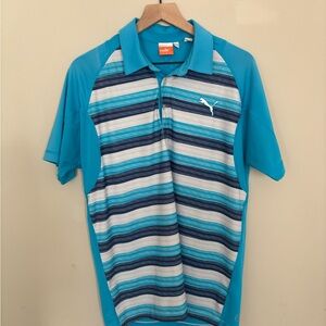 Puma Men’s Golf Polo Turquoise & Navy Striped